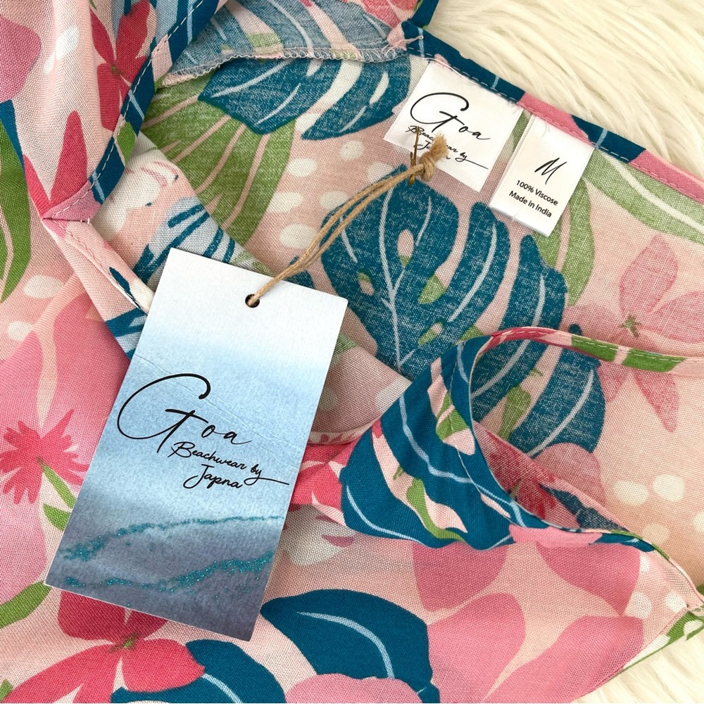 Women’s Pink Tropical Print Swim Cover-Up Dress - Picture 11 of 13